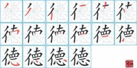 德的笔顺笔画怎么写-汉字德的拼音、部首及成语组词