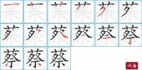 蔡的笔顺笔画怎么写-汉字蔡的拼音、部首及成语组词