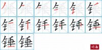 锤的笔顺笔画怎么写-汉字锤的拼音、部首及成语组词