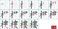 樓的笔顺笔画怎么写-汉字樓的拼音、部首及成语组词