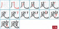 飕的笔顺笔画怎么写-汉字飕的拼音、部首及成语组词