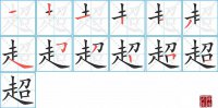 超的笔顺笔画怎么写-汉字超的拼音、部首及成语组词
