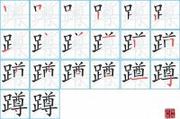 蹲的笔顺笔画怎么写-汉字蹲的拼音、部首及成语组词